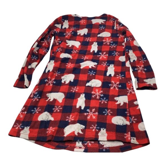Joe Boxer Christmas Polar Bear Toddler Girls 5T Winter Nightgown Sleepwear Plaid - Picture 2 of 8